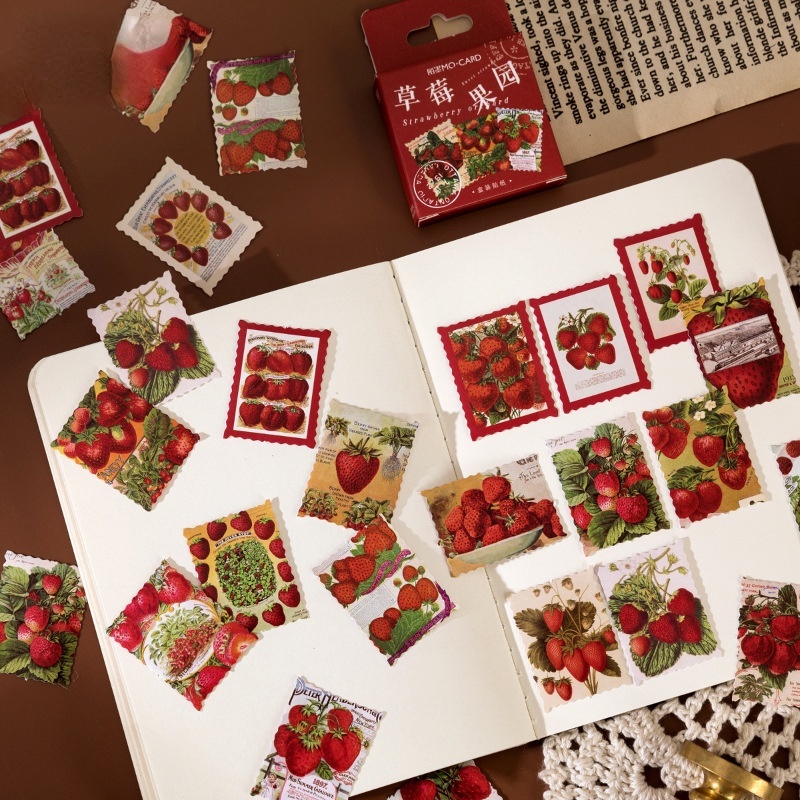 46pcs/set Strawberry Orchard Creative Scrapbooking Sticker Diy Hand Account Decorative Sealing Stickers