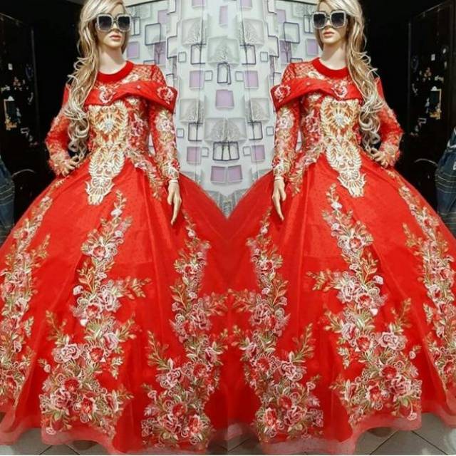 Request Gaun pengantin Organza dot ekor 2,5M