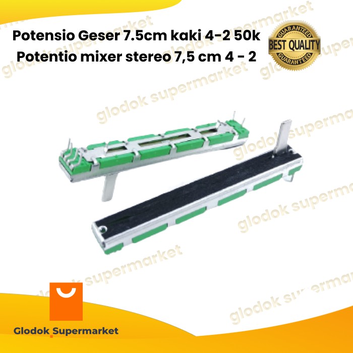 Potensio Geser 7.5cm kaki 4-2 50k Potentio mixer stereo 7,5 cm 4 - 2