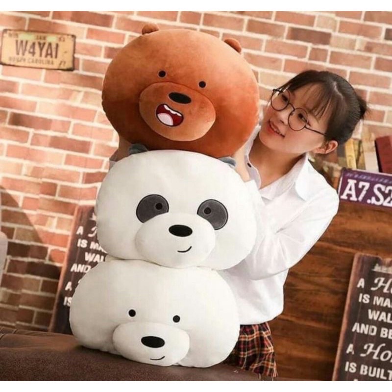 Bantal Boneka We Bare Bears Bear Lembut Lucu Ukuran 40cm Berlabel SNI