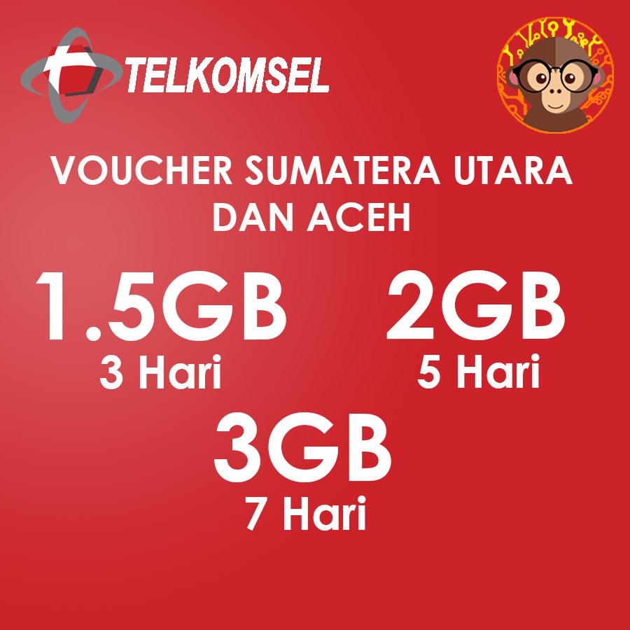 Voucher Telkomsel 1.5GB 3Hari / 2GB 5Hari / 3GB 7 Hari - Sumatera Utara dan Aceh