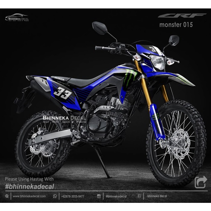 DECAL STICKER CRF 150L DESAIN MONSTER BLUE-003