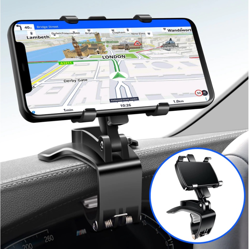 HD35 Holder Hp Dashboard Mobil Jepit 360 Derajat 3 In 1 Universal