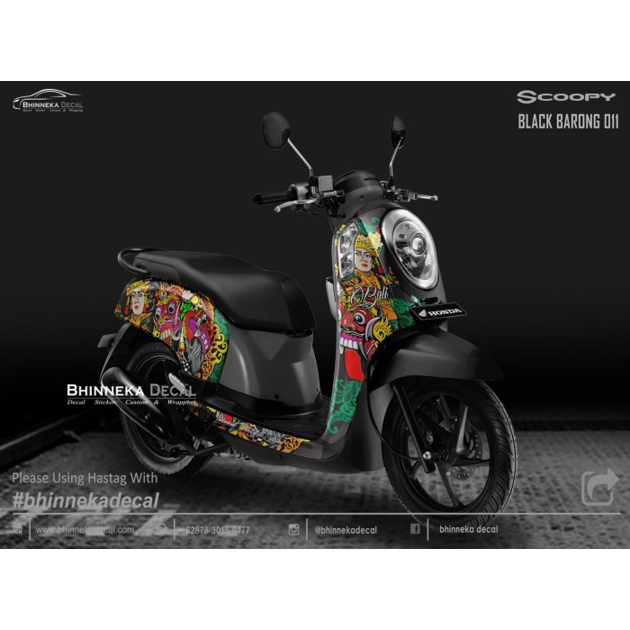 DECAL STICKER HONDA SCOOPY BLACK BARONG-013
