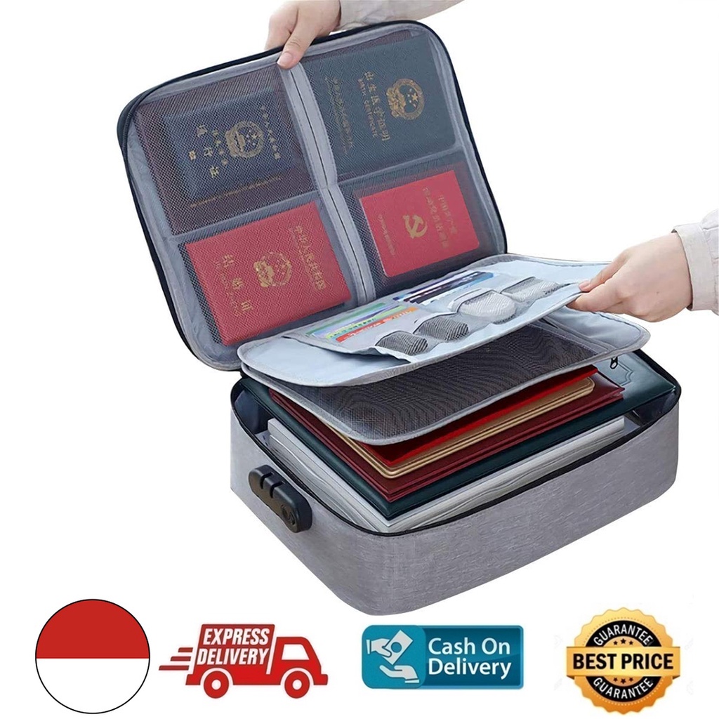 

Tas Dokumen Anti Air dgn 3 Angka Kunci / Tas penyimpanan sertifikat Tempat dokumen penting Tas Multi