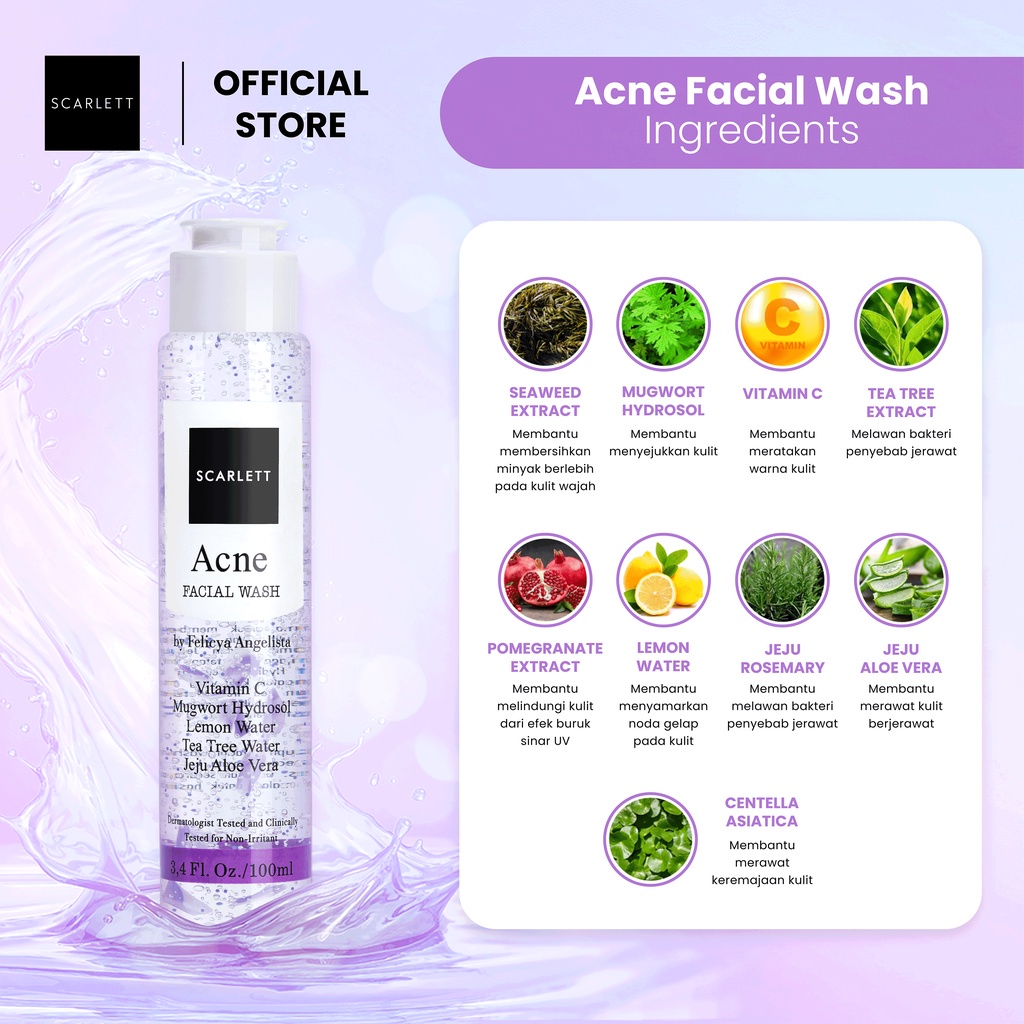 ❤️ Cloudy ❤️ SCARLETT Whitening Facial Wash / Sabun Muka Wajah Kulit Normal Berminyak Jerawat Pembersih Wajah