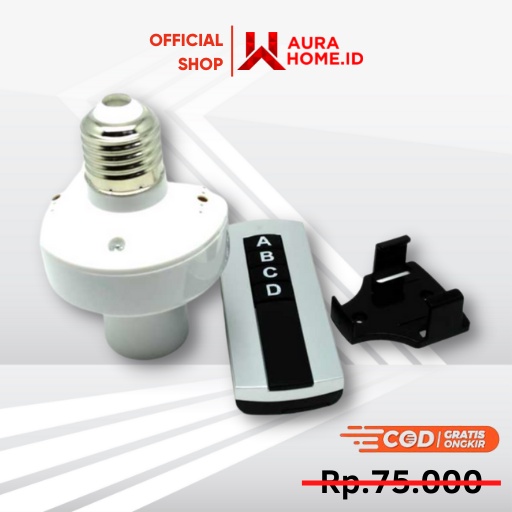 Socket Bohlam E27 220V dengan Remot Kontrol / Fitting Lampu Bohlam Gantung Plafon Tempel Remot Contr