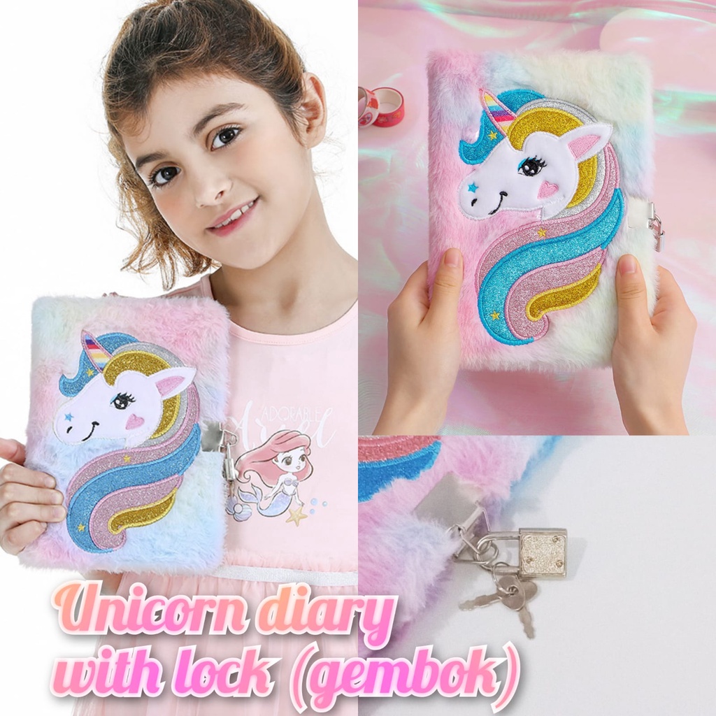 Buku Unicorn Gembok Buku Tulis Unicorn A5 Diary Unicorn Kado Anak cewe Buku Unicorn Import Berkualitas