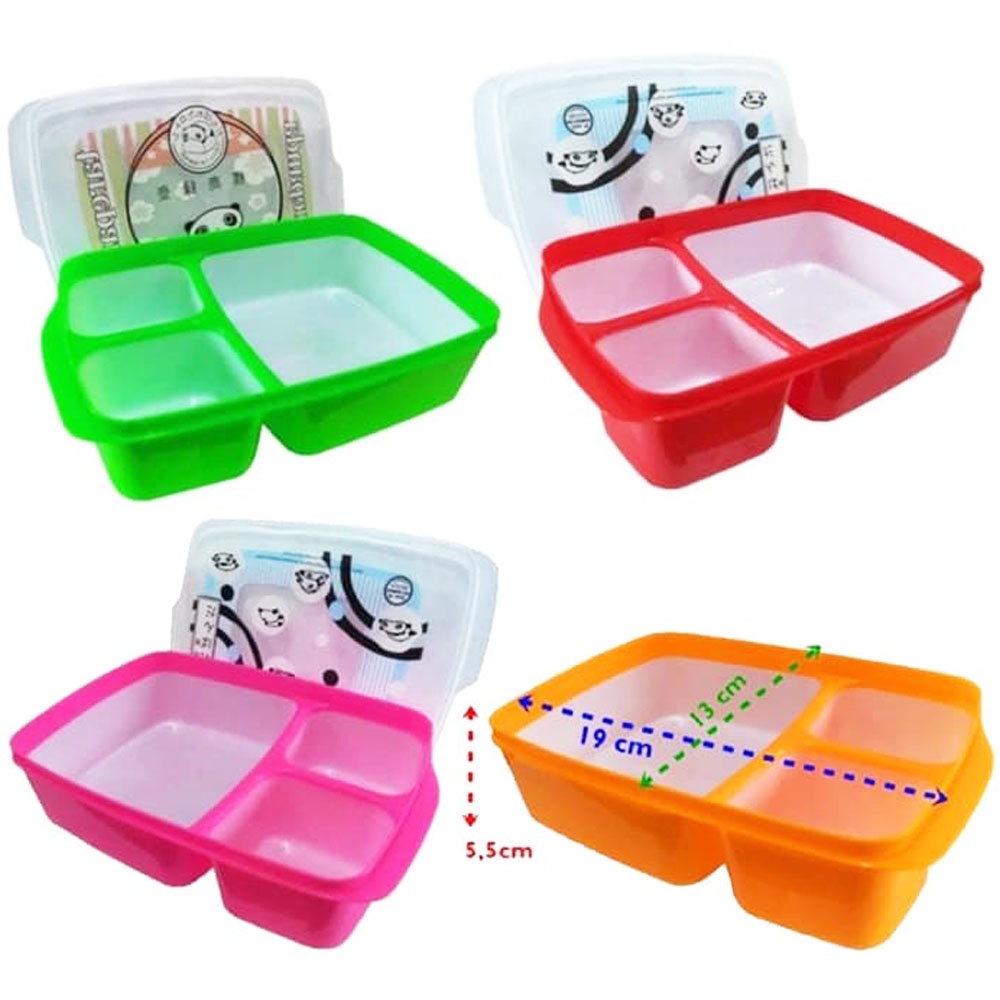 FM - Calista lunch box kotak makan 3 sekat food grade - Random Colour