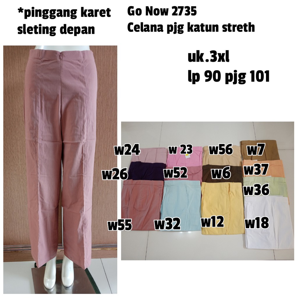 Celana Panjang Import Wanita Go Now 2735, Katun Stretch