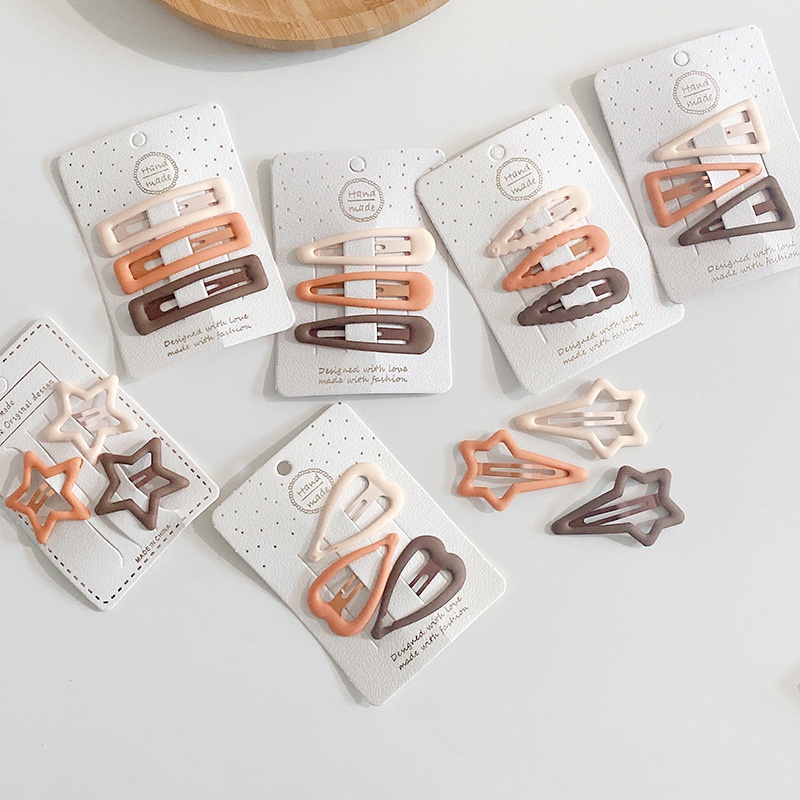 3 Pcs Jepit Rambut Bentuk Oval Bintang Geometris Untuk Anak Perempuan