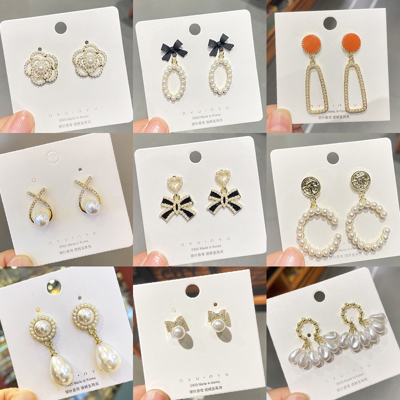 50pilihan Anting Mutiara Berkualitas Tinggi925 Anting Jarum Perak Zirkon High-End Niche Temperamen Anting