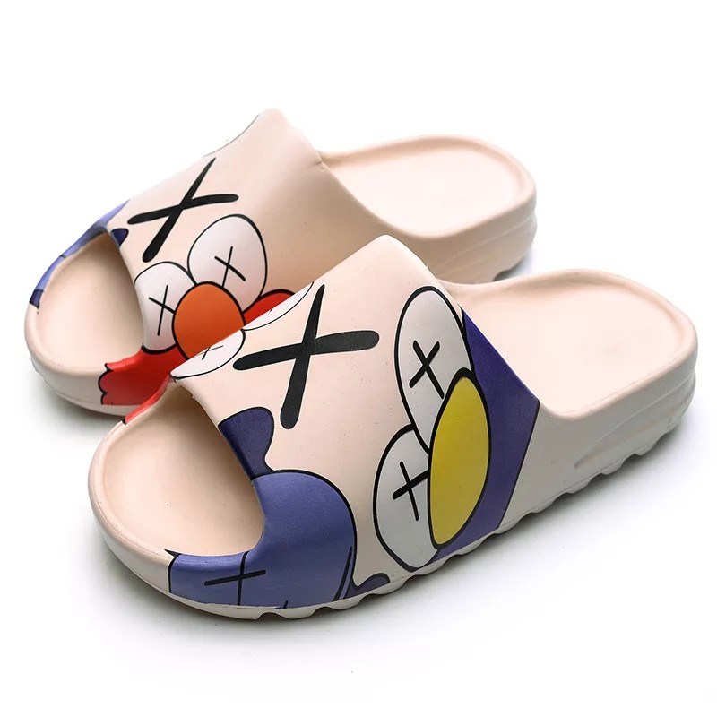 Sandal Slide PREMIUM ELMO KAWS X Sesame Street Slip On KOREA Bahan EVA Anti Slip Unisex 9022 (35-40)