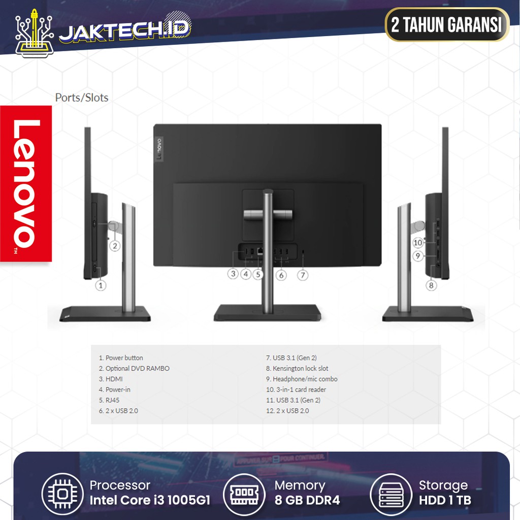 PC Lenovo All in One V30a-24IIL Intel Core i3 8GB HDD 1TB WIN10 GARANSI 2 TAHUN