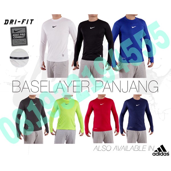 MURAH manset baselayer thumbhole nike adidas hitam merah biru putih navy abu Berkwalitas