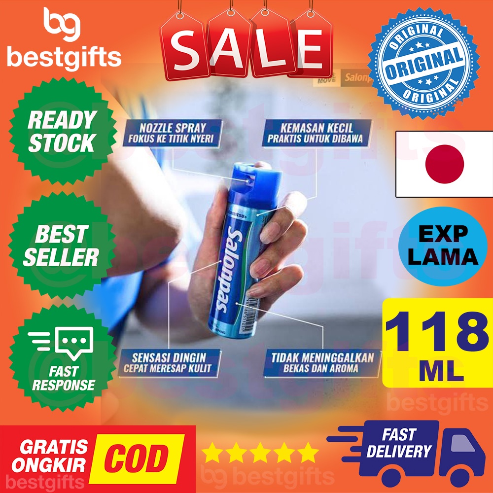 HISAMITSU SALONPAS JET SPRAY PEREDA NYERI OTOT PUNDAK LEHER PERGELANGAN TERKILIR KESELEO MEMAR JATUH SAKIT PUNGGUNG 118 ML