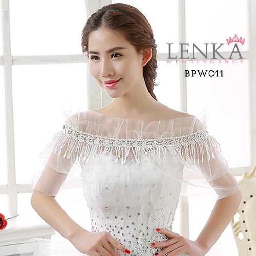 [TOKO TERPERCAYA] BOLERO WEDDING PENGANTIN SABRINA RENDA BROKAT PUTIH BPW011