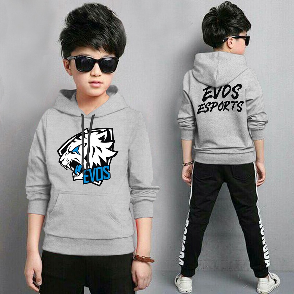 Jaket Anak Laki Laki/Jaket Anak Terbaru/Hoodie Anak Evos Esport Anak Gaming Bahan Fleece Tebal 4-11 TAHUN