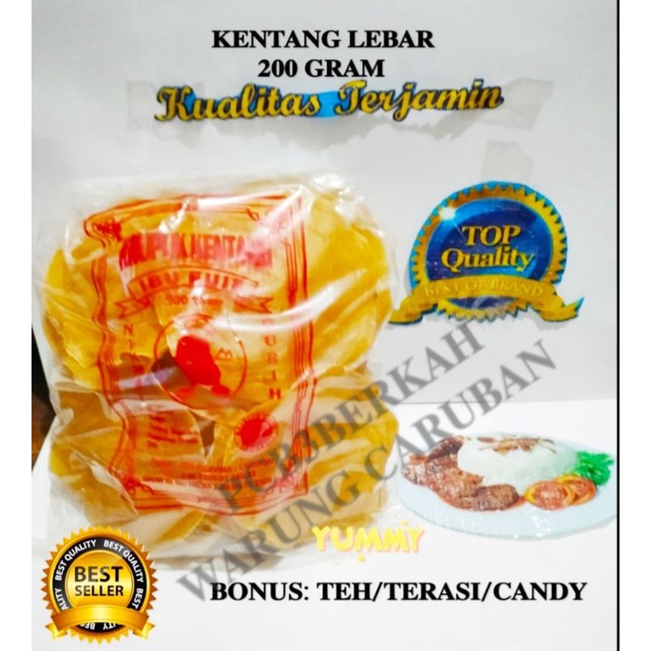 

KERUPUK KENTANG LEBAR MENTAH @200GR BONUS TEH/TERASI/CANDY