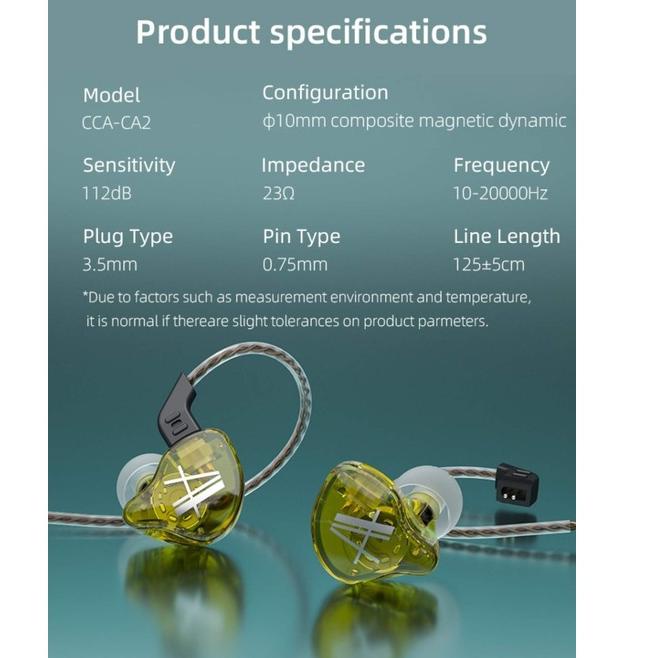 New Sale KZ x CCA CA2 Dynamic Driver In Ear Earphone HiFi Powerfull Bass Upgraded KZ EDX