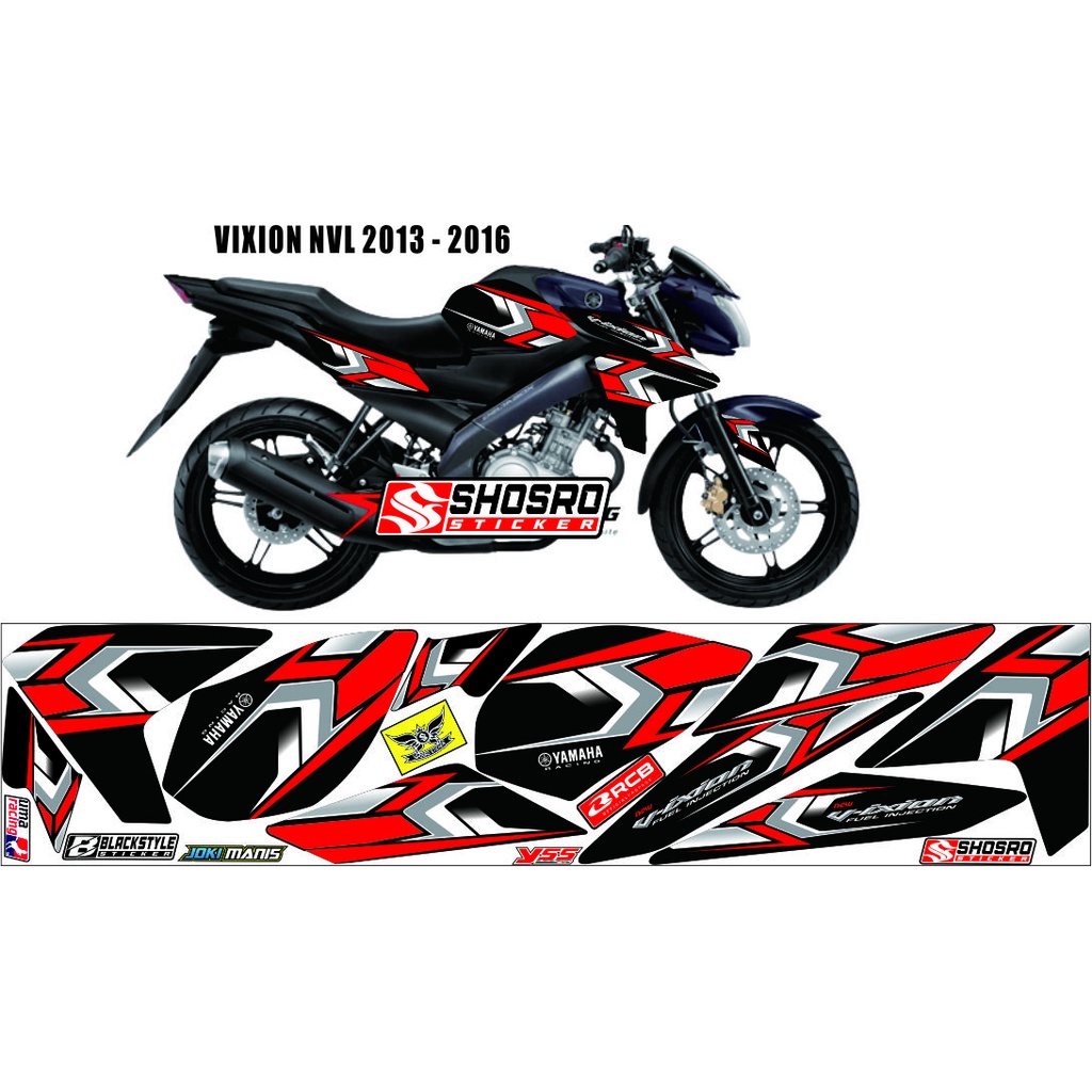 STICKER MOTOR VARIASI YAMAHA VIXION NVL 2013-2016 CUSTOM STRIPING MOTOR VARIASI POLET RACING NEW