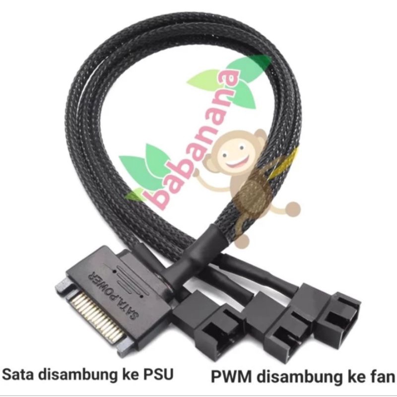 Kabel splitter 1 to 3 cabang fan hub sata pwm fan case pc adapter