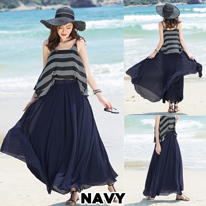 1105 Maxi Flare Chiffon Skirt Rok Panjang