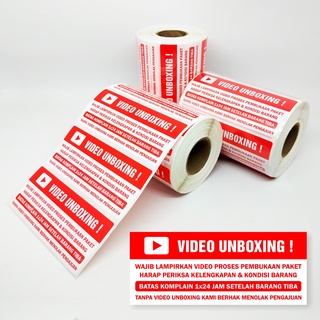 Sticker Label Wajib Video Unboxing Stiker Pengiriman Paket Online Shop 8,5 x 3,5 cm (1 roll/500 pcs)