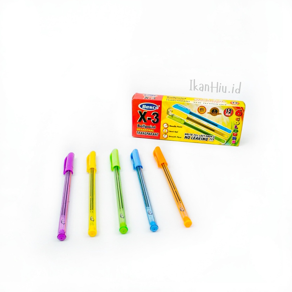 

Ballpoint Besco X-3 (1 Lusin / 12 PCS) - Pulpen Bolpen Seminar 0.7 mm - Pen Semi Gel Pena Murah