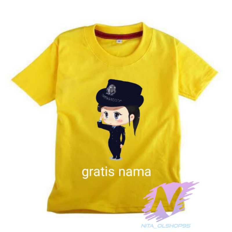 kaos anak animasi polisi perempuan gratis nama