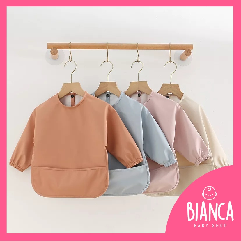 BIANCA - Bibs Anak Lengan Panjang MOTIF POLOS PREMIUM DENMARK