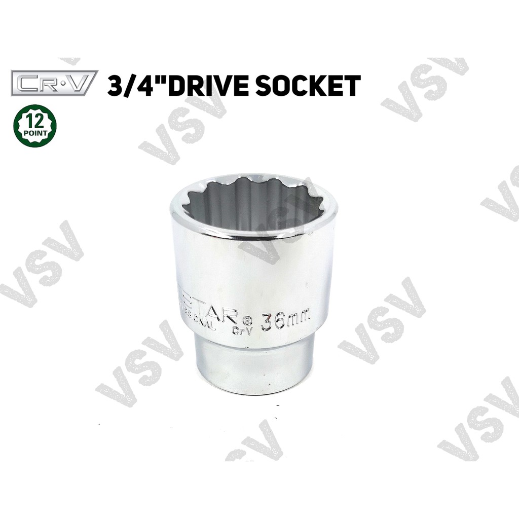 Gestar Socket 3/4&quot;Dr 12PT 3/4&quot;-1.1/16&quot; Kunci Shock Kunci Sock Sok inchi