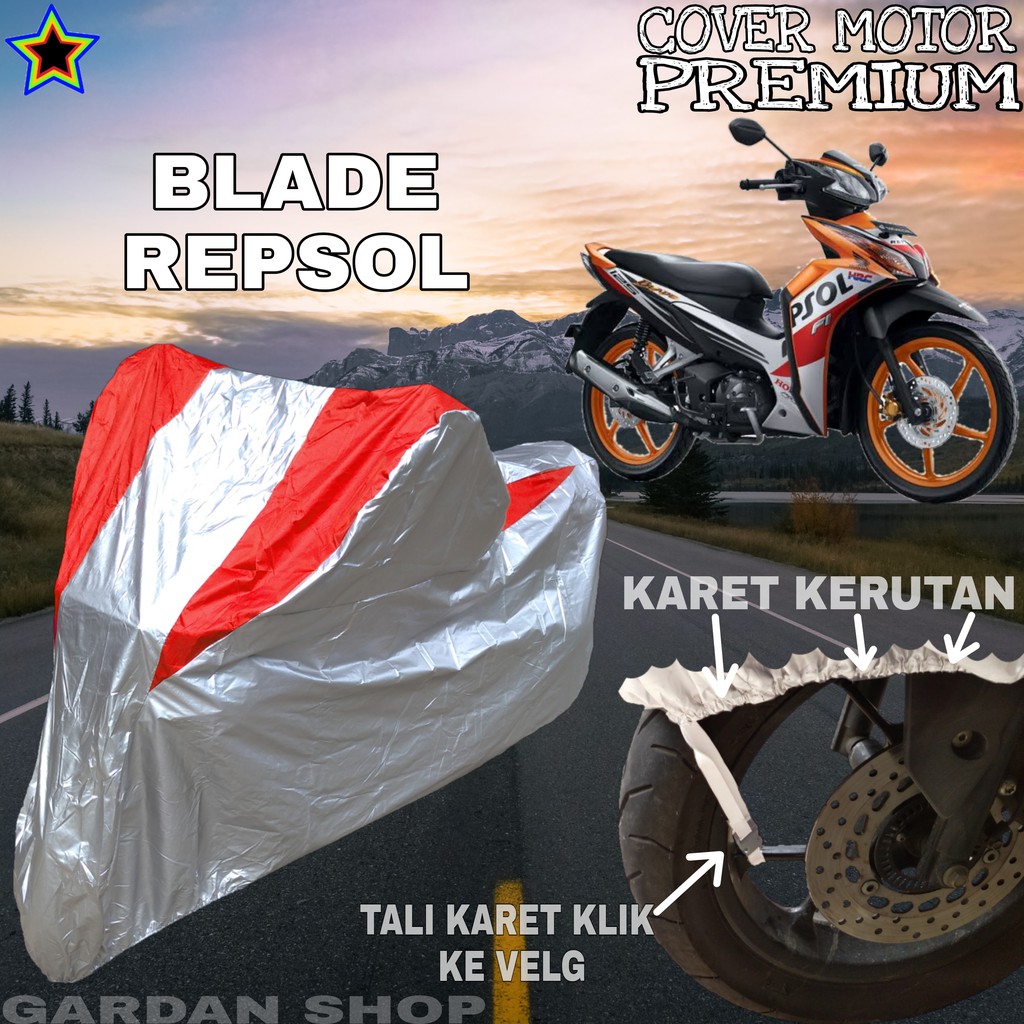 Sarung Motor BLADE REPSOL Silver MERAH Body Cover Penutup Motor Blade PREMIUM