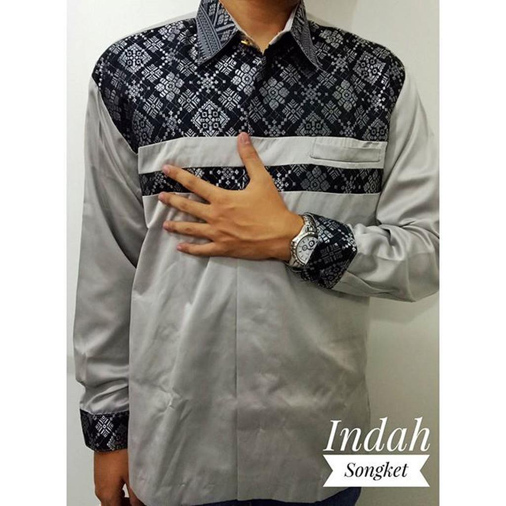 Baju Cowok Kombinasi Songket / Model Baju Batik Pria ...