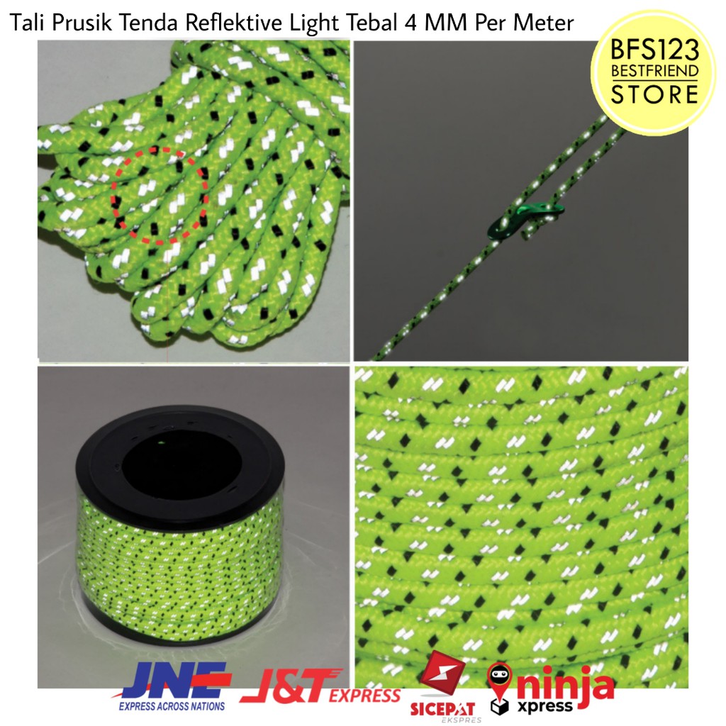 Tali Prusik Tenda Reflektive Light Tebal 4 MM Per Meter