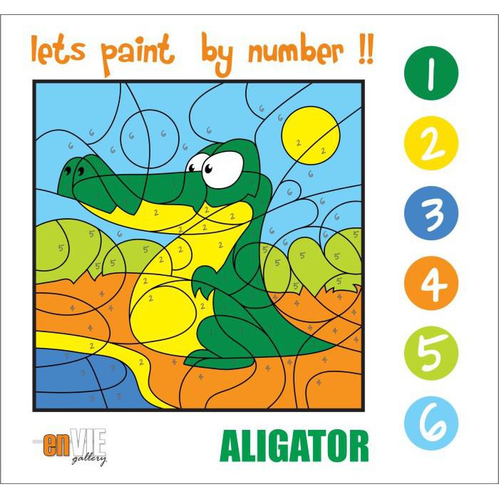 

Art / Melukis / Paint By Number Kit For Kids : Aligator