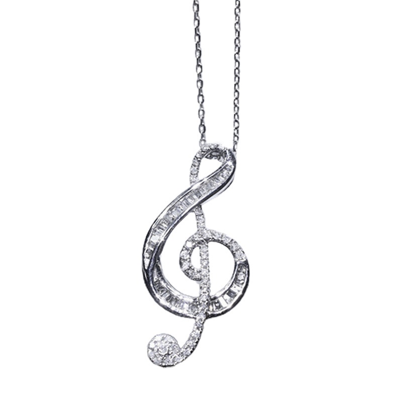 Stainless Steel Music Note Pendant Necklace