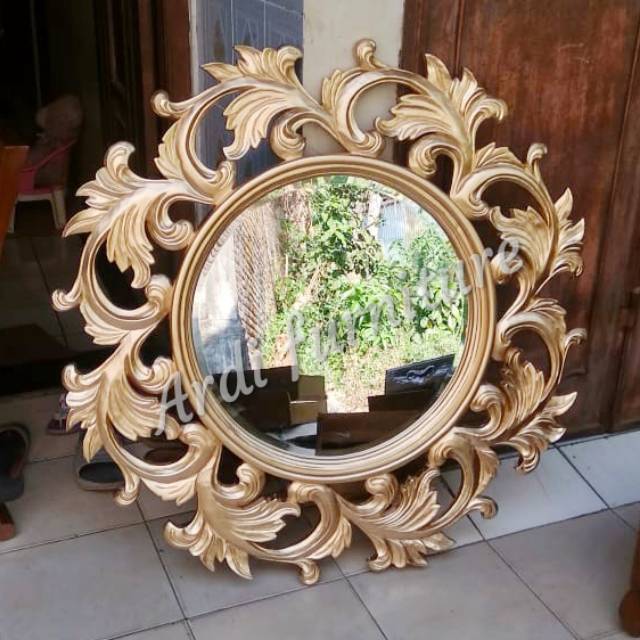 Pigura cermin - dekorasi dinding - frame ukir - pigura ukir - pigura kayu jati