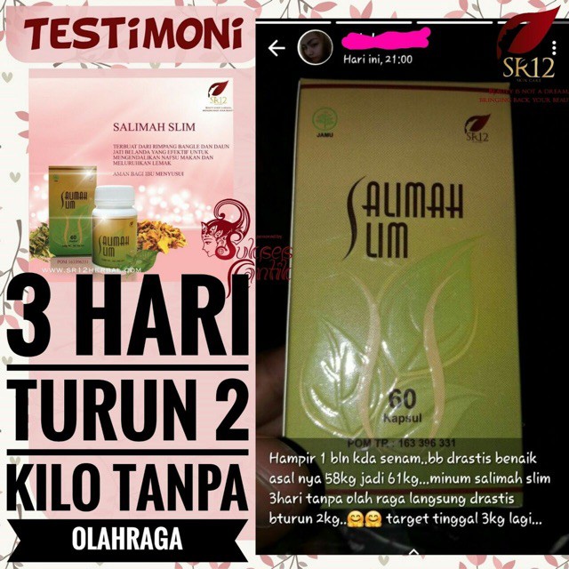 PELANGSING TERAMPUH SALIMAH SLIM / OBAT DIET / PENURUN BERAT BADAN HERBAL / BPOM ALAMI &amp; AMAN SR12