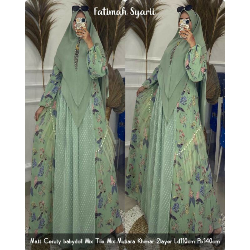 FATIMAH SYARI HAIRIN SYARI SET HIJAB GAMIS LEBARAN KEKINIAN TERBARU MURAH