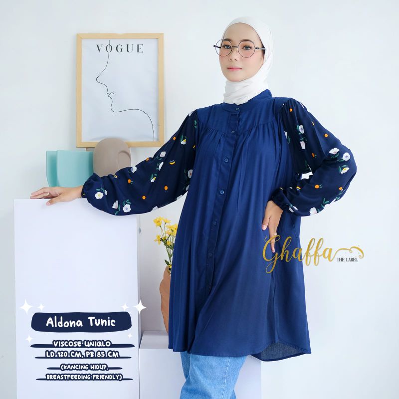 ALDONA TUNIC BY GHAFFA THE LABEL (TUNIK MOTIF) Tunik wanita rekomended