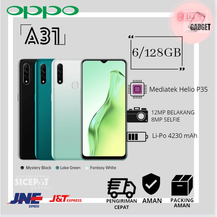 [ Hp / Handphone ] Oppo A31 6/128Gb Fullset The Best Garansi 12 Bulan Bekas / Second / Seken / 2Nd