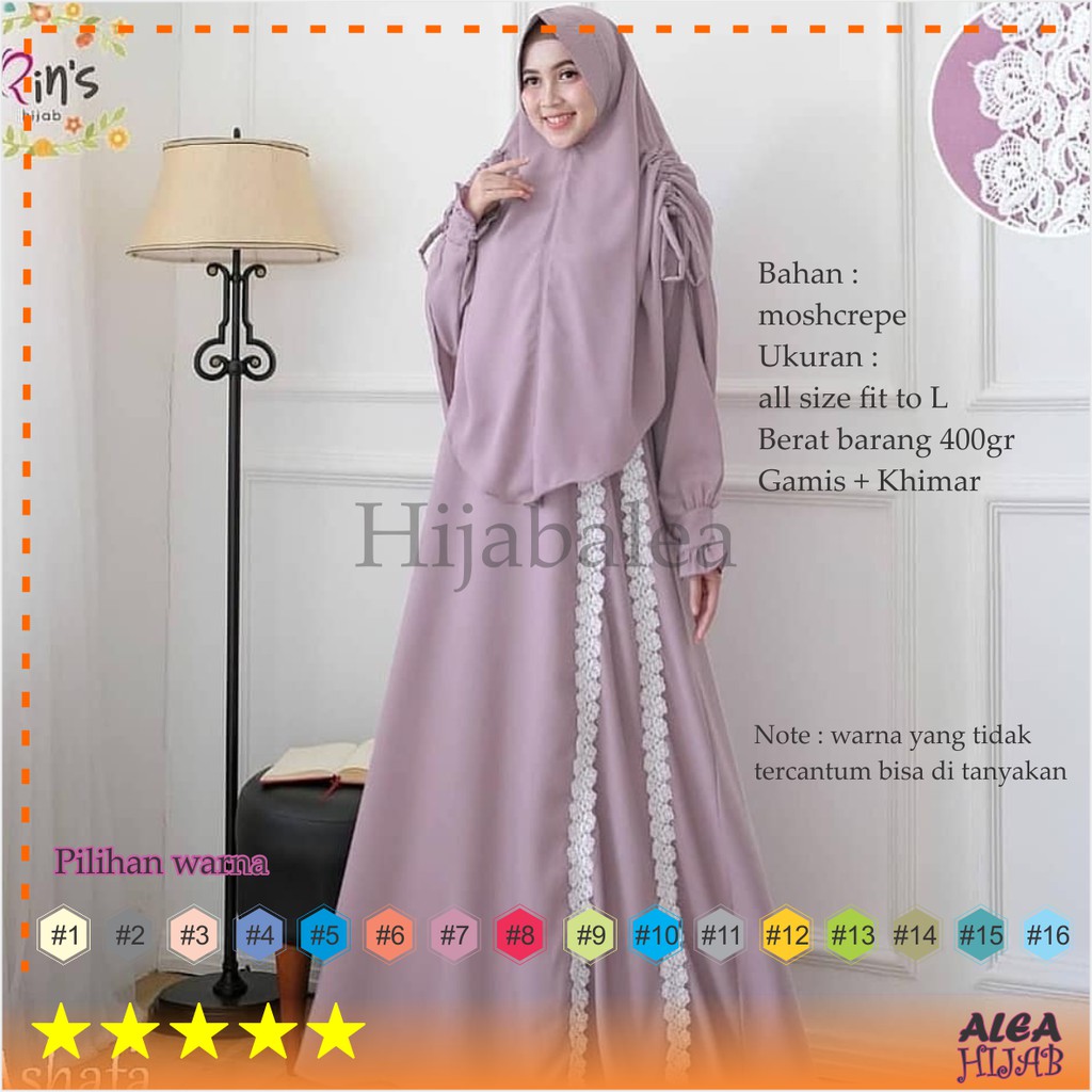 gamis syari set khimar / set syari gamis khimar / asyafa