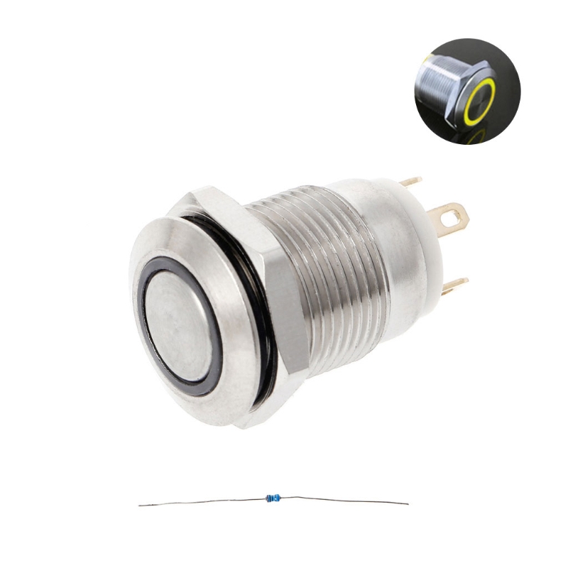 Saklar Tombol Tekan Momentary LED 12mm 3A / 220V DC untuk Perahu / Mobil