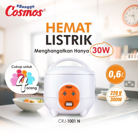 Cosmos Rice Cooker Non Stick CRJ-1001 N - 0.6 L