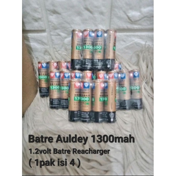 BATRE AULDEY AA 1300MAH 1.2V Batre Rechargeable mainan tamiya dll ( 1pak isi 4pc )