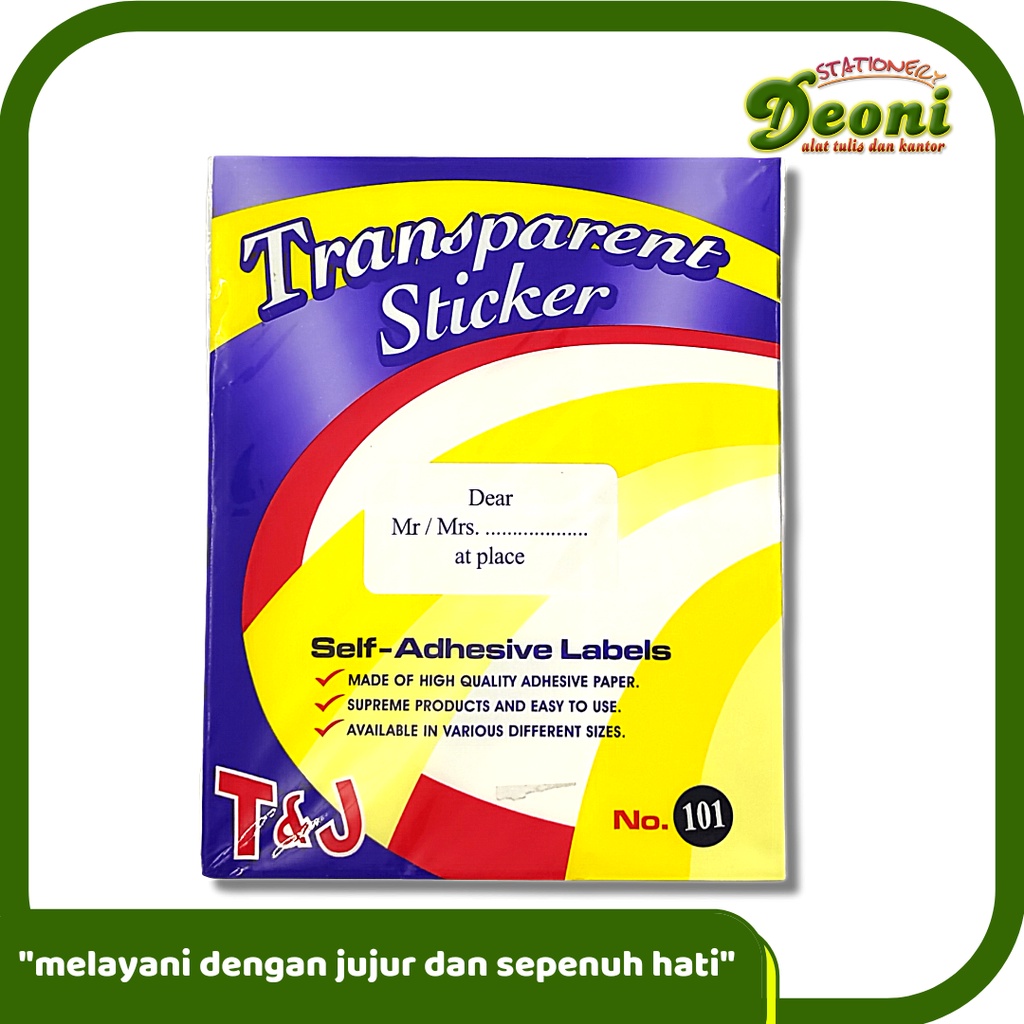 

TJ Label Transparent Sticker 101 50x100mm 10 Lembar / Pack