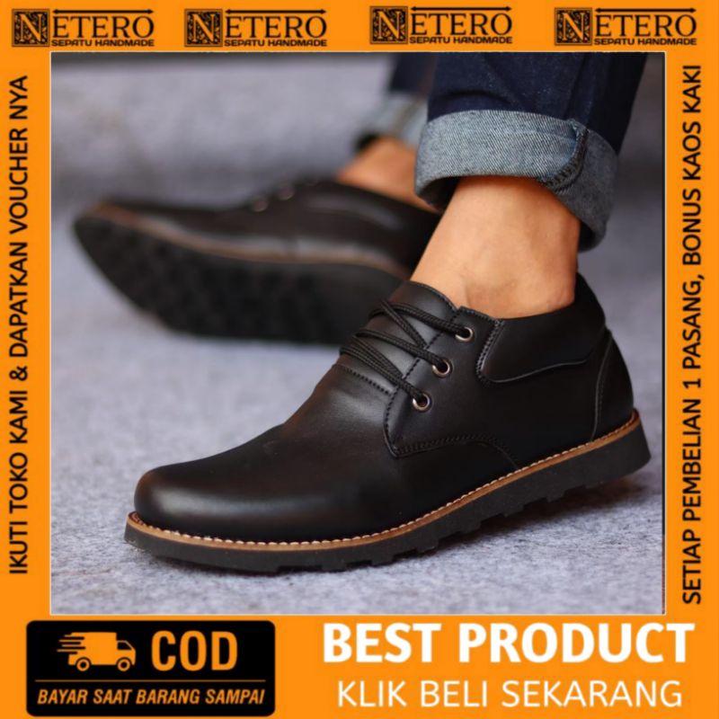 NETERO X JOE Sepatu Formal Kasual Pria Kerja Kuliah Trendy Pria Kulit Syntet Asli Murah Terlaris ori