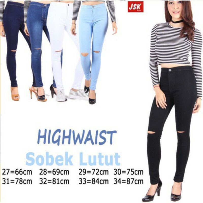 CELANA HW JEANS SOBEK/CELANA WANITA JEANS SOBEK RIPPED