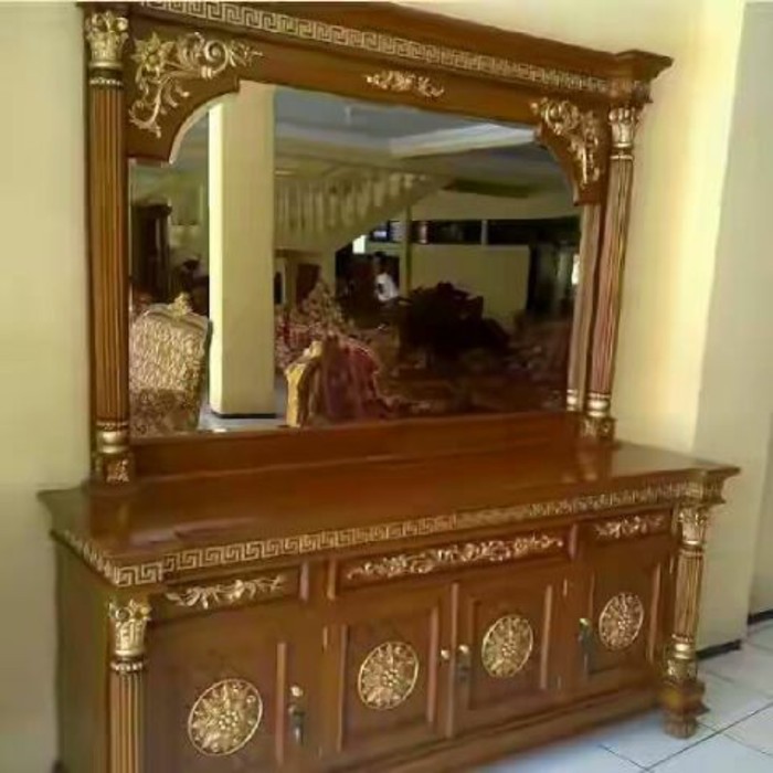 Bufet Pajangan + Kaca Mebel Asli Jepara Harga Murah